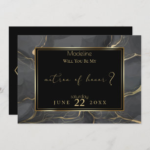 Elegant Black and Gold Marble Matron of Honor Kaart