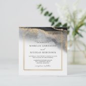 Elegant Black and Gold Marble Opulence Wedding Kaart (Staand voorkant)