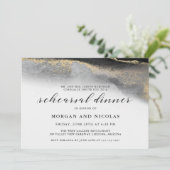 Elegant Black and Gold Marble Rehearsal Dinner Kaart (Staand voorkant)