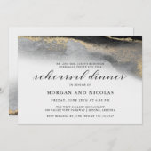 Elegant Black and Gold Marble Rehearsal Dinner Kaart (Voorkant / Achterkant)