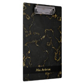 Elegant Black and Gold Marbled Custom Teacher's Klembord (Rechts)