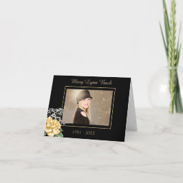Elegant Black and Gold Memorial Hartelijk dank Bedankkaart