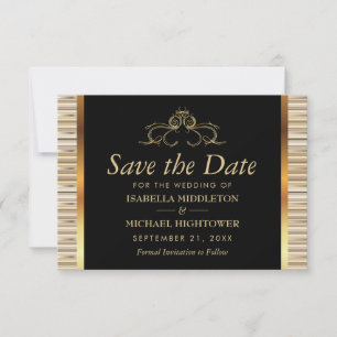 Elegant Black and Gold Metallic Wedding Save The Date