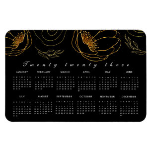 Elegant Black and Gold minimalist Agenda 2023 Magneet