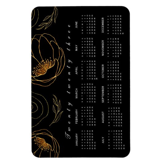 Elegant Black and Gold minimalist Agenda 2023 Magneet (Verticaal)