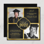 Elegant Black and Gold Modern Class of 2022 Kaart (Voorkant / Achterkant)