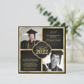 Elegant Black and Gold Modern Class of 2022 Kaart (Staand voorkant)