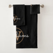 Elegant Black and Gold Monogram Bath-handdoekset Bad Handdoek (Insitu)