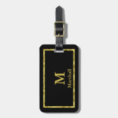 Elegant Black and Gold Monogram en Name Sjabloon Bagagelabel (Voorkant verticaal)