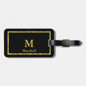 Elegant Black and Gold Monogram en Name Sjabloon Bagagelabel (Achterkant horizontaal)