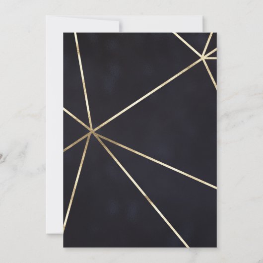 Elegant Black and Gold Monogram Formal Wedding Kaart (Achterkant)