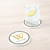 Elegant Black and Gold Monogram Initiaal Name Zandsteen Onderzetter (Zijkant)