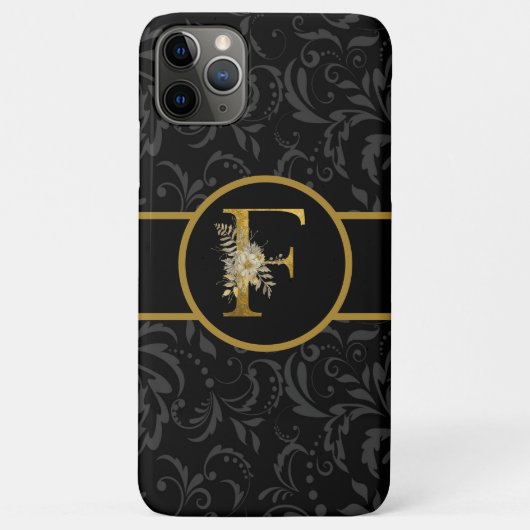 Elegant Black and Gold Monogram Letter "F" Case-Mate iPhone Case (Achterkant)