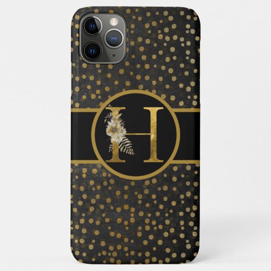Elegant Black and Gold Monogram Letter "H" Case-Mate iPhone Case (Achterkant)