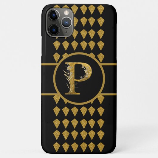 Elegant Black and Gold Monogram Letter "P" Case-Mate iPhone Case (Achterkant)