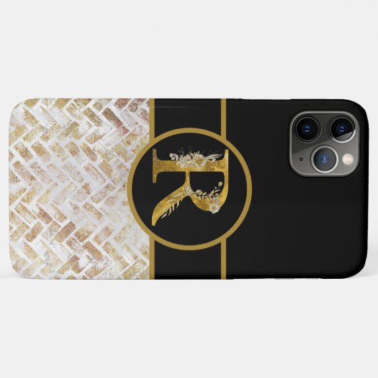 Elegant Black and Gold Monogram Letter "R" Case-Mate iPhone Case (Achterkant (horizontaal))