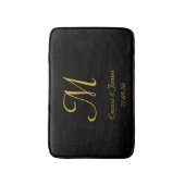 Elegant Black and Gold Monogram Name Passen getrou Badmat (Voorkant Verticaal)