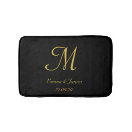 Elegant Black and Gold Monogram Name Passen getrou Badmat