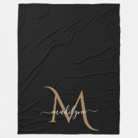 Elegant Black and Gold Monogram Script Name Bab
