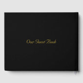 Elegant Black and Gold Monogram Script Weddenschap Gastenboek (Achterkant)