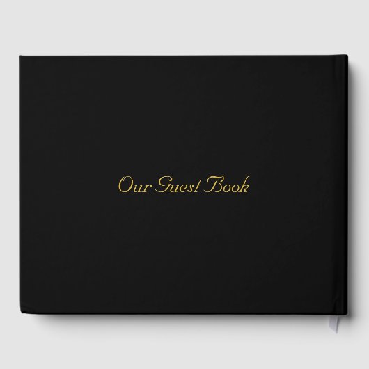 Elegant Black and Gold Monogram Script Weddenschap Gastenboek (Achterkant)