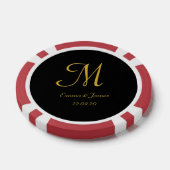Elegant Black and Gold Monogram Script Weddenschap Poker Chips (Enkel)