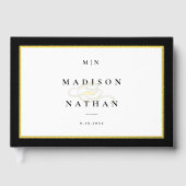 Elegant Black and Gold Monogram Weddenschap Gastenboek (Voorkant)