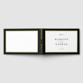Elegant Black and Gold Monogram Weddenschap Gastenboek (Volledig)