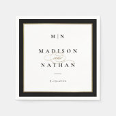 Elegant Black and Gold Monogram Weddenschap Servet (Voorkant)