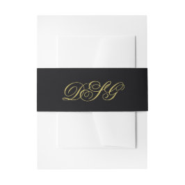 Elegant Black and Gold Monogram Weddenschap Uitnodigingen Wikkel