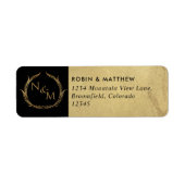 Elegant Black and Gold Monogrammed Wedding Etiket (Voorkant)