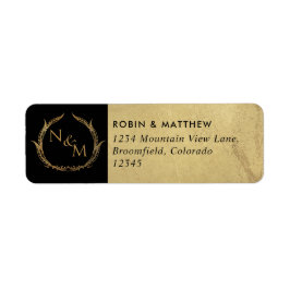 Elegant Black and Gold Monogrammed Wedding Etiket