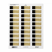 Elegant Black and Gold Monogrammed Wedding Etiket (Full Sheet)