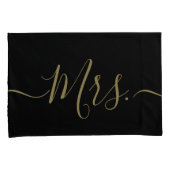Elegant Black and Gold Mr. Mrs. Script Newlywed Kussensloop (Voorkant-Rechts)