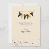 Elegant Black and Gold New Year Greeting Card Feestdagenkaart (Achterkant)