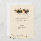Elegant Black and Gold New Year Greeting Card Feestdagenkaart (Achterkant)