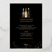 Elegant Black and Gold New Year Invitation Card Folie Uitnodiging (Achterkant)