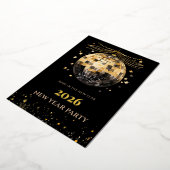Elegant Black and Gold New Year Invitation Card Folie Uitnodiging (Gedraaid)