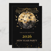 Elegant Black and Gold New Year Invitation Card Kaart (Voorkant / Achterkant)