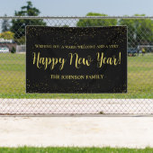 Elegant Black and Gold New Year’s Greeting Spandoek (Insitu)