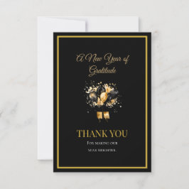 Elegant Black And Gold New Year Thank You Card Bedankkaart