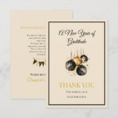 Elegant Black And Gold New Year Thank You Card Bedankkaart (Voorkant / Achterkant)