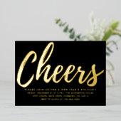 Elegant Black and Gold New Year's Eve Party Folie Uitnodiging (Staand Voorkant)