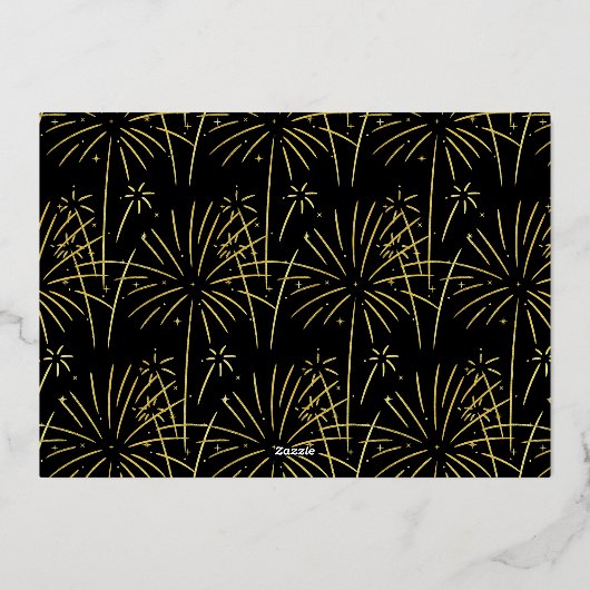 Elegant Black and Gold New Year's Eve Party  Folie Uitnodiging (Achterkant)