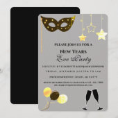 Elegant Black and Gold New Years Eve Party Kaart (Voorkant / Achterkant)