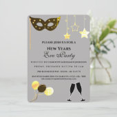 Elegant Black and Gold New Years Eve Party Kaart (Staand voorkant)