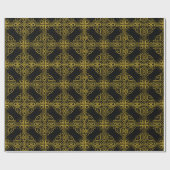Elegant Black and Gold Ornate Christmas Wrapping  Cadeaupapier (Vlak)