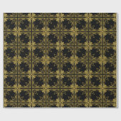 Elegant Black and Gold Ornate Christmas Wrapping P Cadeaupapier (Vlak)