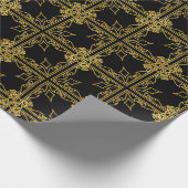 Elegant Black and Gold Ornate Christmas Wrapping P Cadeaupapier (Hoek)