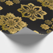 Elegant Black and Gold Ornate Christmas Wrapping P Cadeaupapier (Hoek)